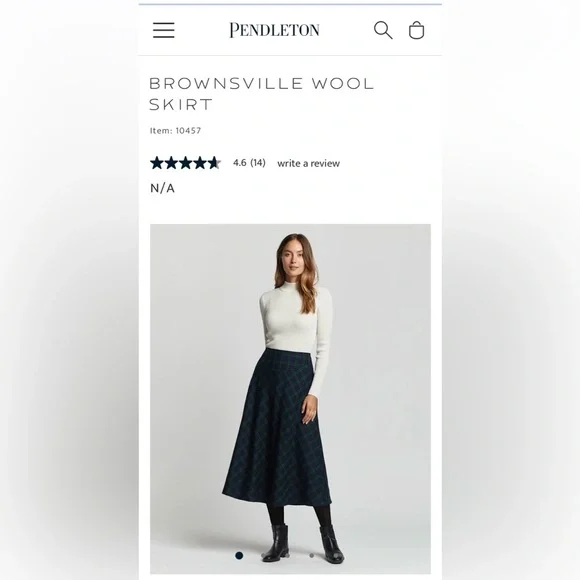 Pendleton Green and Blue Plaid Skirt - Picture 2 of 8